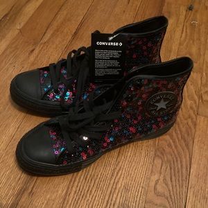 NWT Sequin Multi-Color Converse